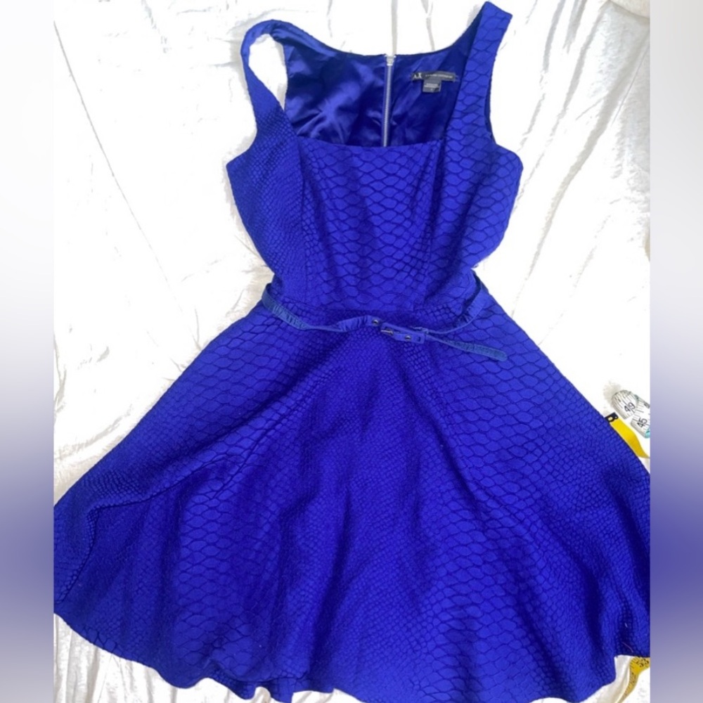 Armani Exchange straps A line  royal blue dress with belt xs